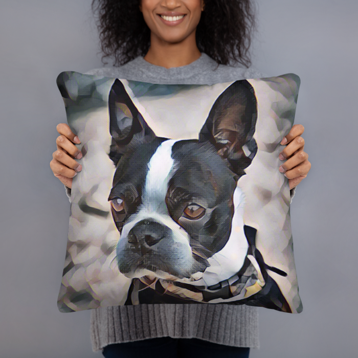 Boston Terrier Art Pillow