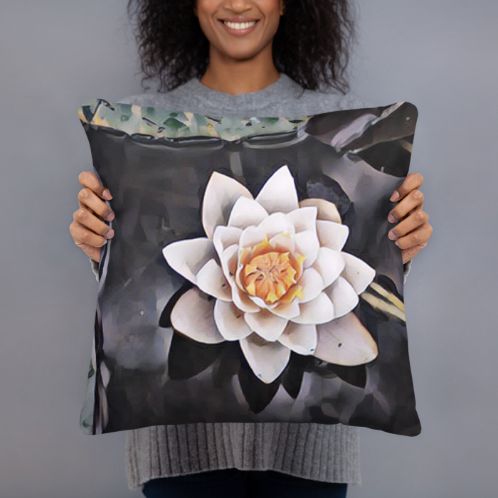 White Lotus Art Pillow