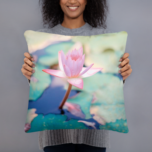 Pink Lotus Flower Art Pillow